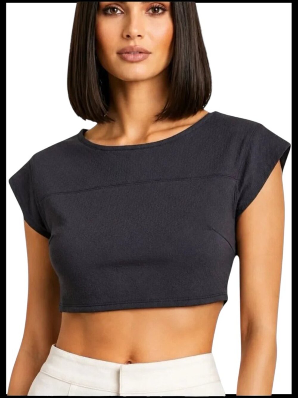Bebe Crop Top Charcoal Gray Fitted Stretch Knit XS